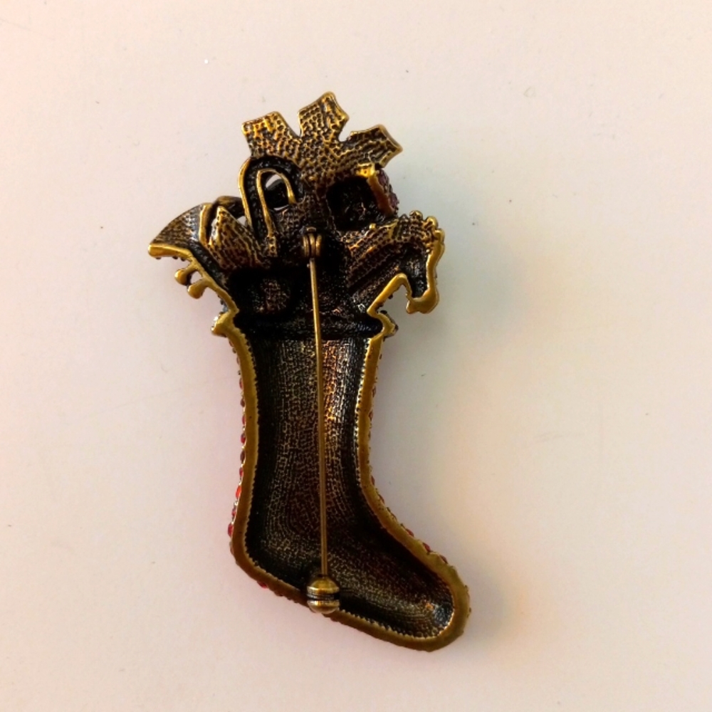Off Park Collection Christmas Stocking Brooch. - image 2